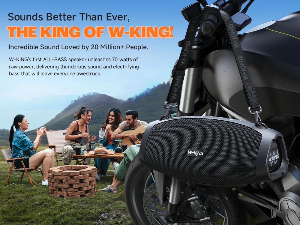 W-KING 120W Peak Outdoor Bluetooth Speaker, Wireless Mic+IPX6 Waterproof+42H Play, EQ/AUX/TF for Large Party Soundbar