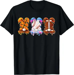 Ice Cream Drip Basketball Baseball Football Easter Gifts T-Shirt Cotton Fabric