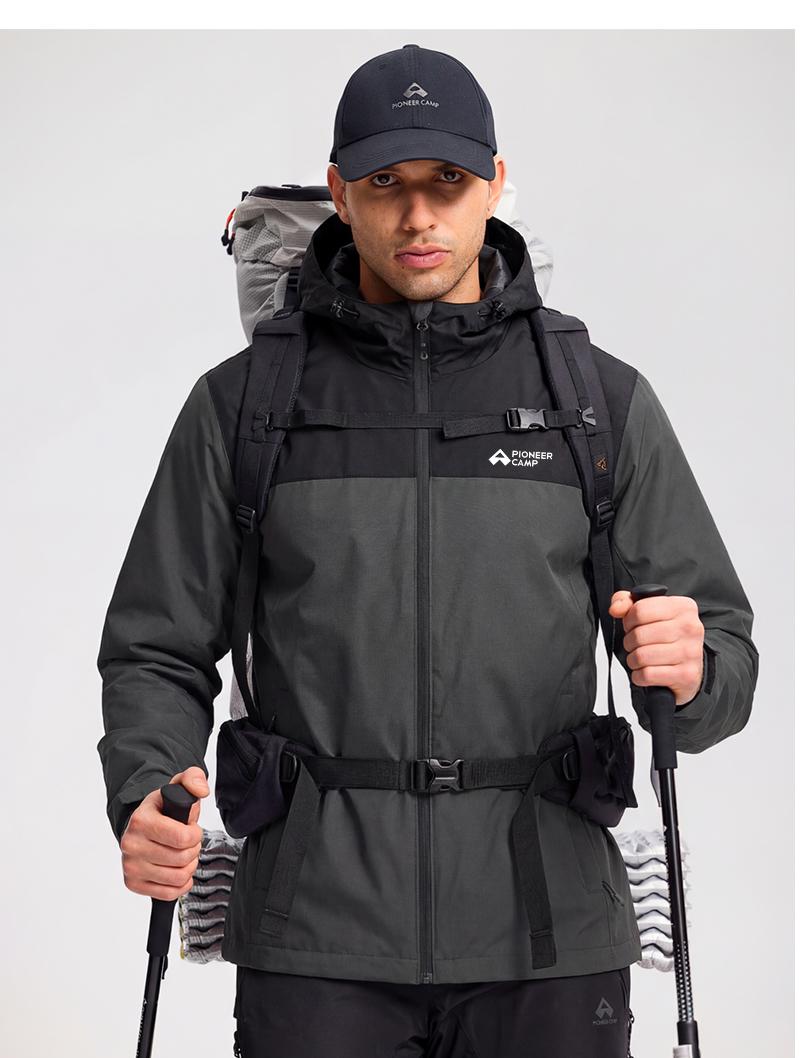 Pioneer Camp Men's Rain Jacket Waterproof with Hood Lightweight Packable Raincoat Rain Shell for Outdoor Hiking Travel