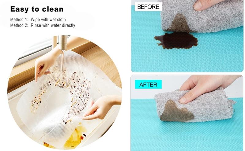 LMMAKE 4Pcs Cuttable Refrigerator Lining Mats Transparent Non Toxic Food Grade Material Easy Cleaning Nonslip Waterproof Drawer Cabinet Mats Insulated Moisture Proof Stain Resistant Coasters Fridge Accessories