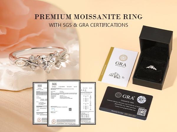 Jeulia Moissanite Twig Ring for Women | Infinity Twist Heart Cut Promise Ring | 925 Sterling Silver Anniversary Wedding Gift for Her | Engagement Promise Band with Gift Box