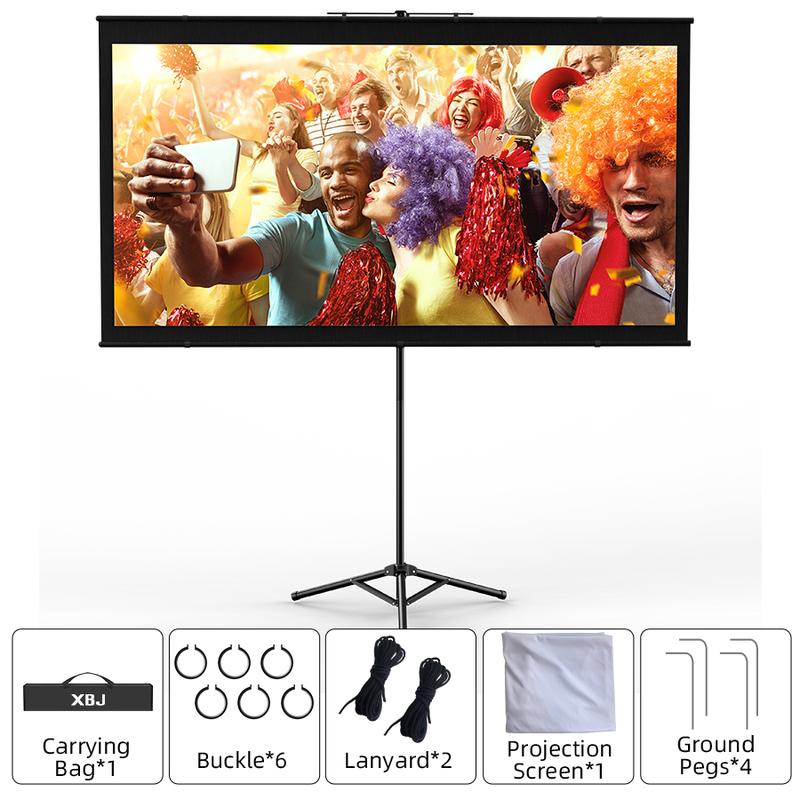 Portable projection screen with stand for outdoor use: 100-inch 4K movie screen suitable for home backyards and indoors, 16:9 HD night view.