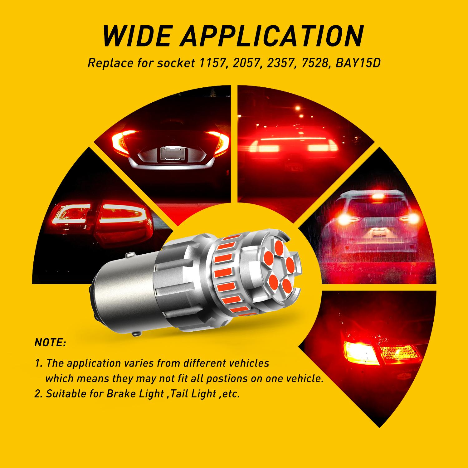 Canbus 1157 7528 LED Brake Stop Tail Stop Parking Light Bulbs Red 2357 2057 2F23
