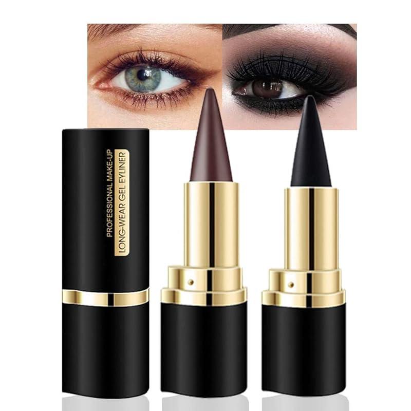 2Pcs Gel Eyeliner Pencil,Long-lasting Quick-drying Eye Black crayon matte Eyeliner Cream Waterproof Eyeliner,Cat Eye MakeupStencil,Smoky Eyeshadow Palette Goth Halloween Makeup Kit,girl's favorite Christmas makeup gift.