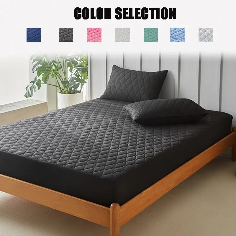 Pure Color Waterproof Bed Sheet Set, Deep Pocket King Queen Size, Breathable Mattress Protector, Anti-Stain & Durable Fabric, Waterproof Fitted Sheet, Fitted Mattress Sheets