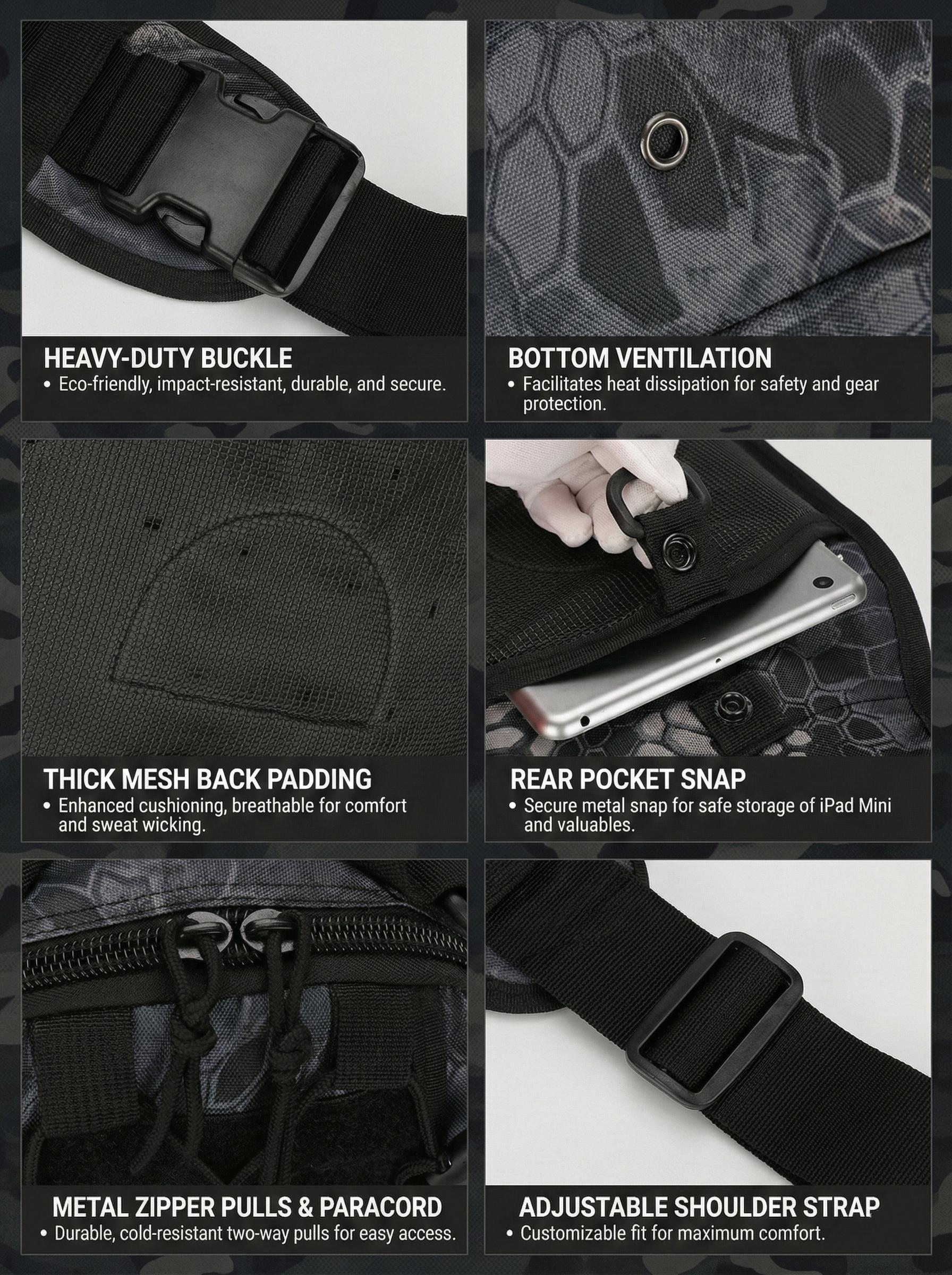 Tactical Compact EDC Shoulder Sling Bag for Men - Crossbody and Chest Pack for Travel, Camping, Trekking, Outdoor Sports - Adjustable Multifunction Durable SpringStatements