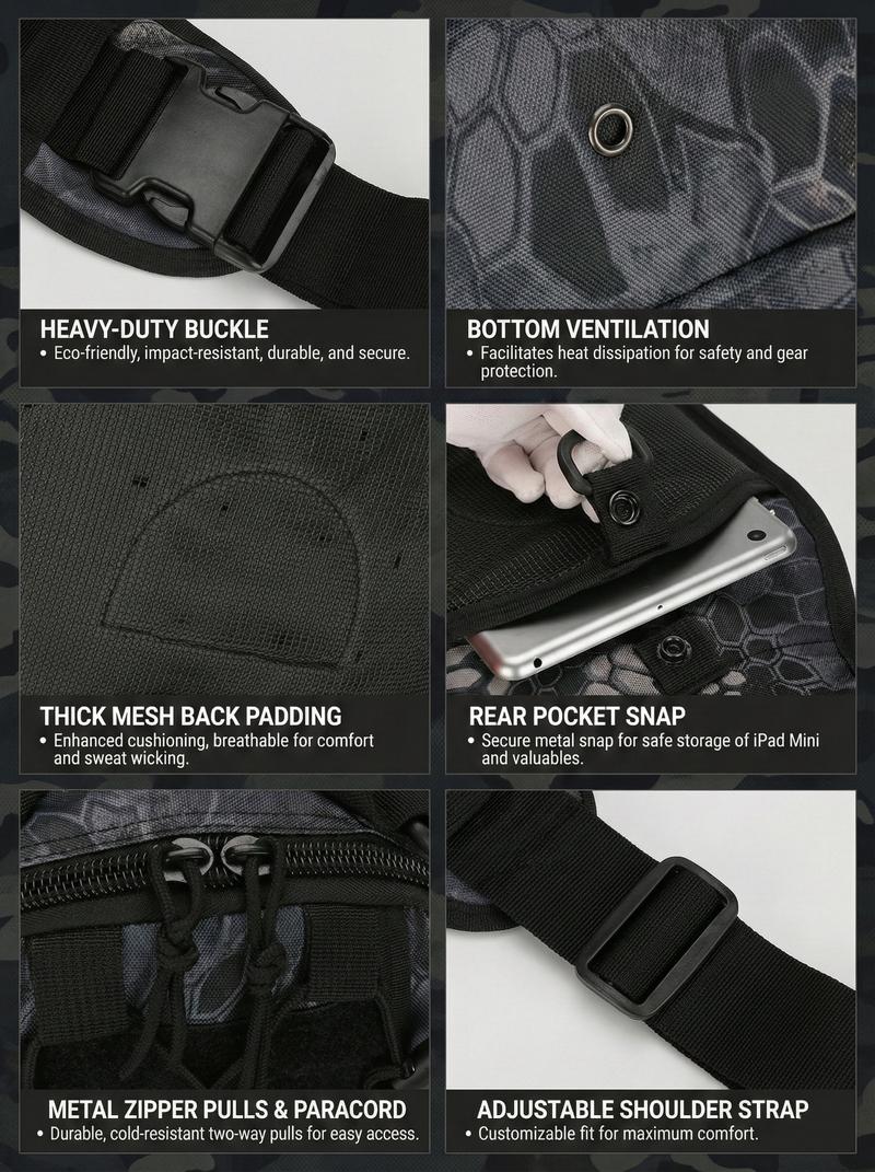 Tactical Compact EDC Shoulder Sling Bag for Men - Crossbody and Chest Pack for Travel, Camping, Trekking, Outdoor Sports - Adjustable Multifunction Durable TikTokShopJumpstartSale