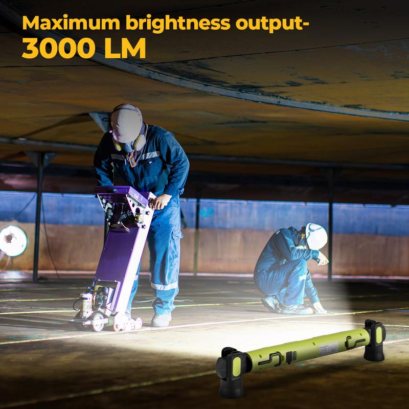 BougeRV Under Hood Work Light Bar, 3000LM LED Magnetic Light Bar with Hooks, 5200mAh Cordless Rechargeable Hood Light, Single Pack, Ideal for Mechanic, Car Repair & Garage Use