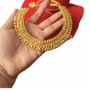 Gold tone necklace set with earrings for women