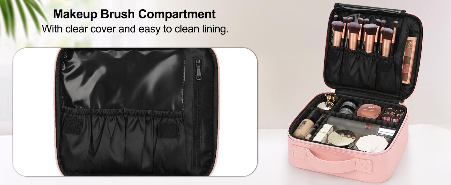 Travel Makeup Bag Cosmetic Bag Adjustable Dividers, Makeup Organizer Bag ,Waterproof, Professional Cosmetic Artist Organizer.Makeup Train Case Cosmetic Case Organizer Portable Artist Storage Bag Perfect Christmas Gift For Friend & Family Travel Makeup Bag Cosmetic Bag Adjustable Dividers, Makeup Organizer Bag ,Waterproof, Professional Cosmetic Artist Organizer.Makeup Train Case Cosmetic Case Organizer Portable Artist Storage Bag Perfect Christmas Gift For Friend & Family