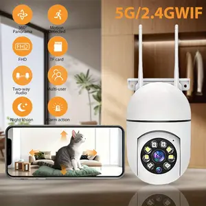 1080P HD Indoor Security Camera for Home, 355° Full View, Color Night Vision, Motion Detection, Two-Way Audio with Built-in Microphone & Speaker, Bluetooth & WiFi Connection, No-Trace Wall Mount CCTV