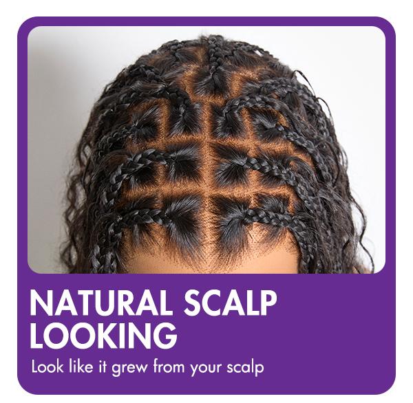 Luvme Braided Wig Knotless 26'' Braids Wig Boho Briaded Wigs Box Braid Human Hair Curls Flexi-Fit Invisi Drawstring Cap HD Full Lace Super Natural Scalp