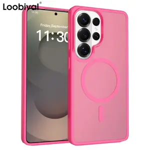 Skin Texture Matte Transparent Case For Samsung Galaxy S23 S24 S25 S26 Ultra Plus FE A55 A56 Magnetic Wireless Charging Cover