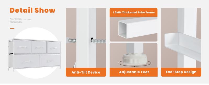 【Super Sale】Cupboards Cabinets Dresser - Fabric Storage Tower with 5 Drawers, Bedroom Organizer, Chest of Drawers with Fabric Bins, for Bedroom 【Super Sale】Cupboards Cabinets Dresser - Fabric Storage Tower with 5 Drawers, Bedroom Organizer, Chest of Drawers with Fabric Bins, for Bedroom