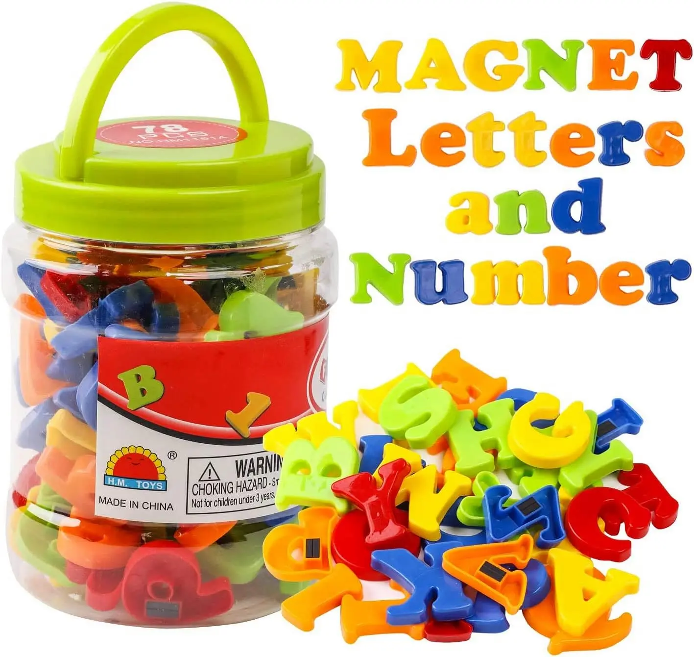 78-Piece Durable Magnetic Letters & Numbers Toy Set - Preschool Educational Learning Materials, Math Learning Tools, Colorful Plastic Alphabet, 20 Numbers, Uppercase Lowercase, 6 Mathematics Symbols for Toddlers 3+, Spell with Magnets, Perfect Gift