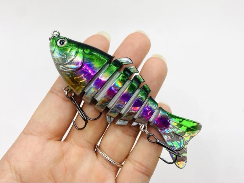 Dealforyoudays 5pcs Artificial Fishing Bait with Hook Multi-Jointed Crankbait Bionic Hard Fishing Bait 3.94-inch Lifelike Swimbait for Fresh & Saltwater Angling