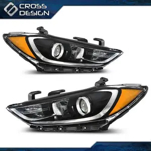 CROSSDESIGN Fit For 17-18 Hyundai Elantra Headlight Left Driver & Right Passenger side New