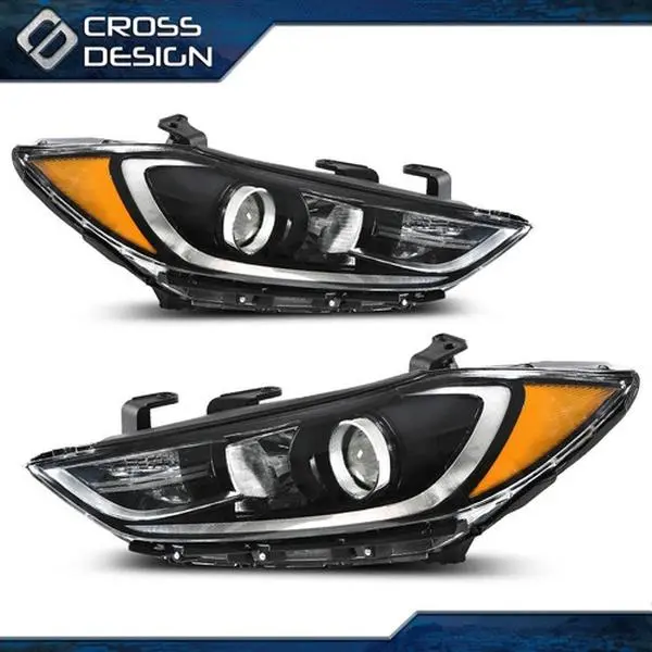 CROSSDESIGN Car Headlights - New Left Driver Side and Right Passenger Side Set, Compatible with 17-18 Hyundai Elantra