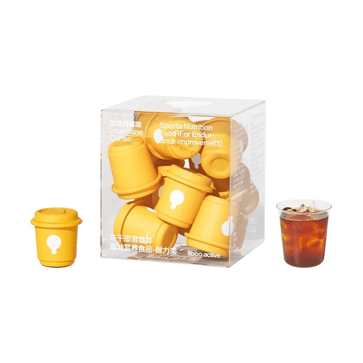 FIBOO L-Carnitine Black Coffee Instant Drink 4g x 10 Cups Sugar-Free Freeze-Dried Coffee