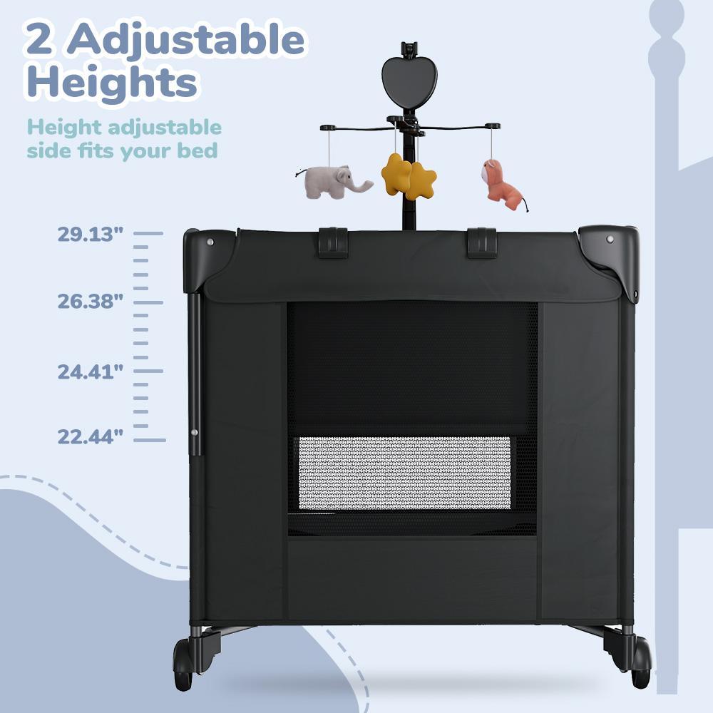 CAVEEN 5 in 1 Baby Playard, WIth Baby Bassinet, Portable Bedside Sleeper Baby Crib, with Removable Changing Station & Storage Organizer, Black CAVEEN 5 in 1 Baby Playard, WIth Baby Bassinet, Portable Bedside Sleeper Baby Crib, with Removable Changing Station & Storage Organizer, Black