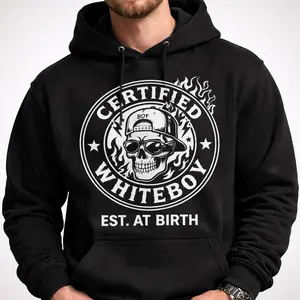 Certified Whiteboy Hoodie Graphic Streetwear, Edgy Urban Graphic Hoodie, Dark Aesthetic Street Fashion Pullover Shirt, Unisex Sweater Hoodie