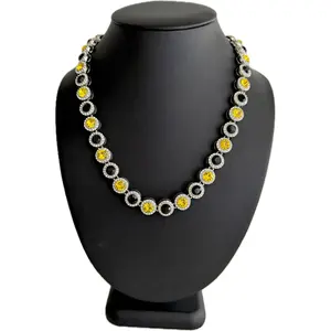 Team Colors Collection Iced CZ Silver Cluster Baseball Player Chain Necklace Black Yellow