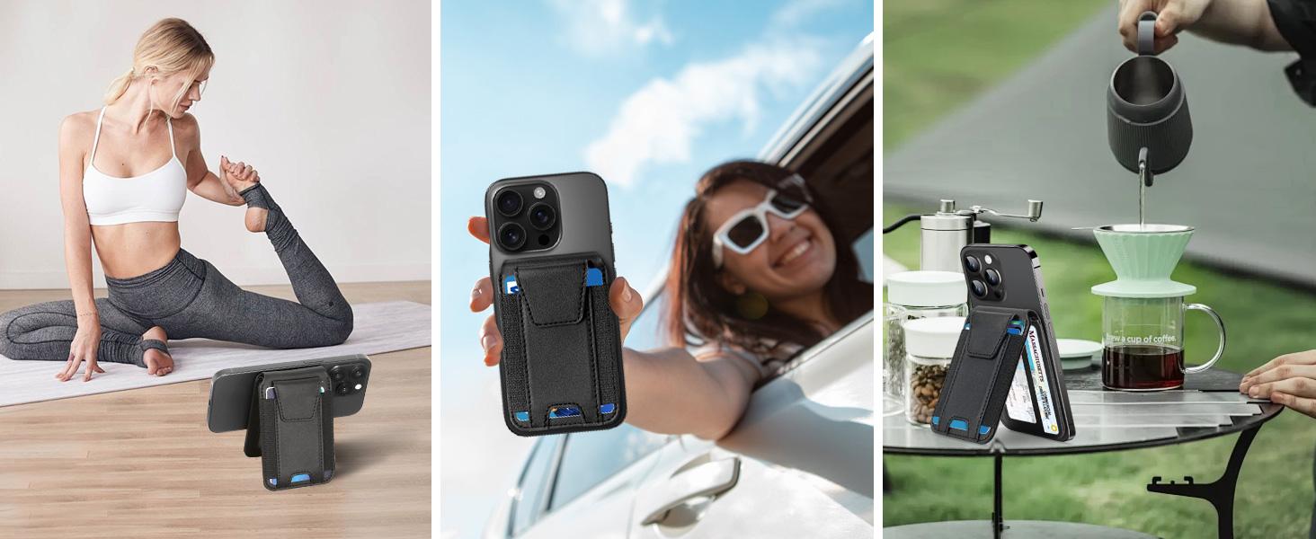 Magsafe Wallet, Works with Apple Find My(IOS only), Strongest Magnetic Wallet for iPhone 17/16/15/14/13/12 Series, Magnetic Card Holder with Adjustable Stand, 9 Cards Holder, Gifts for Boyfriend, Girlfriend, Mens, Males, Mother, Father