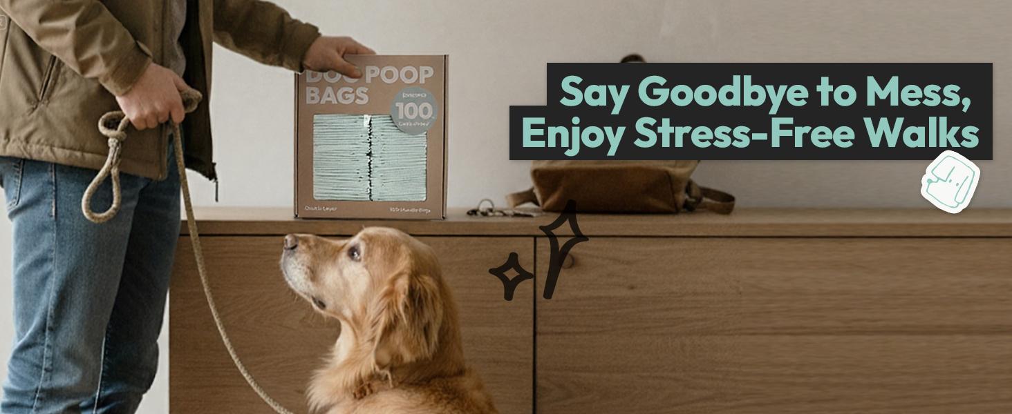 100% Leak-Proof Double-Layer Dog Poop Bags｜Extra Thick, Tear-Resistant & Unscented｜Easy Tie Handles for Clean, Stress-Free Pet Waste Cleanup（100 Count）