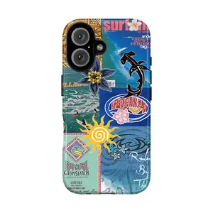 Beach Vibes Phone Case – Y2K Surf Magazine Collage with Bold Colors – for iPhone 17 Pro Max 17 Air 17Pro 16 15 14 13 12 11 Pro Max & Galaxy S21, S22, S23, S24 (Plus, Ultra)
