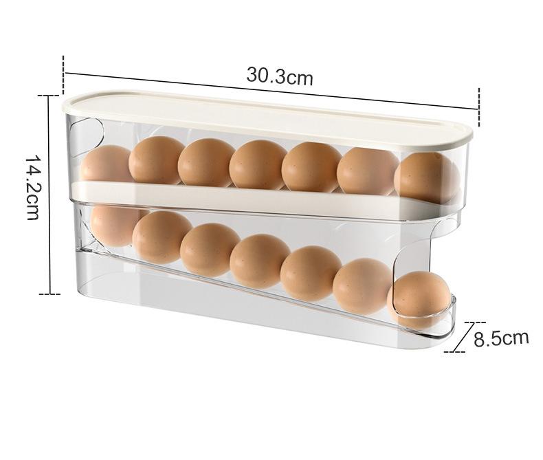 MiAoLi Rolling Egg Holder for Fridge, Egg Dispenser for Refrigerator, Automatic Rolling Storage Container for Countertop, Kitchen &Outdoor Use (3.35"x3.74"x11.02") 1 Pack
