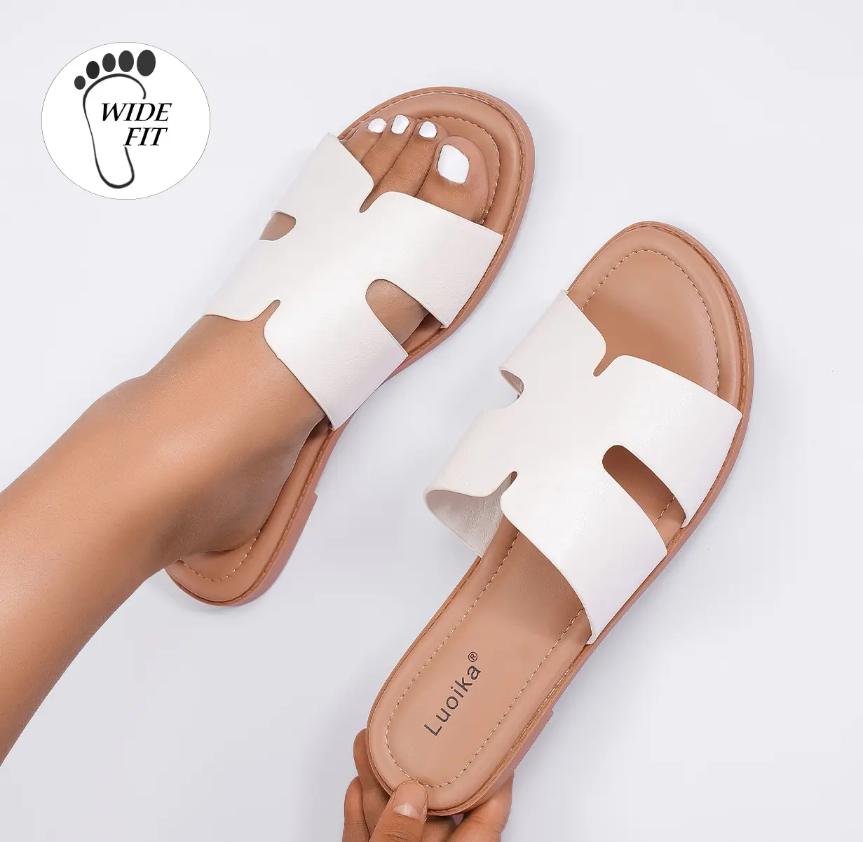 Luoika Women's Wide Width Flat Slides Sandals, Casual Comfortable Strap Sandal Summer Beach Dress Shoes for Women. - TikTok Shop Luoika Women's Wide Width Flat Slides Sandals, Casual Comfortable Strap Sandal Summer Beach Dress Shoes for Women. - TikTok Shop