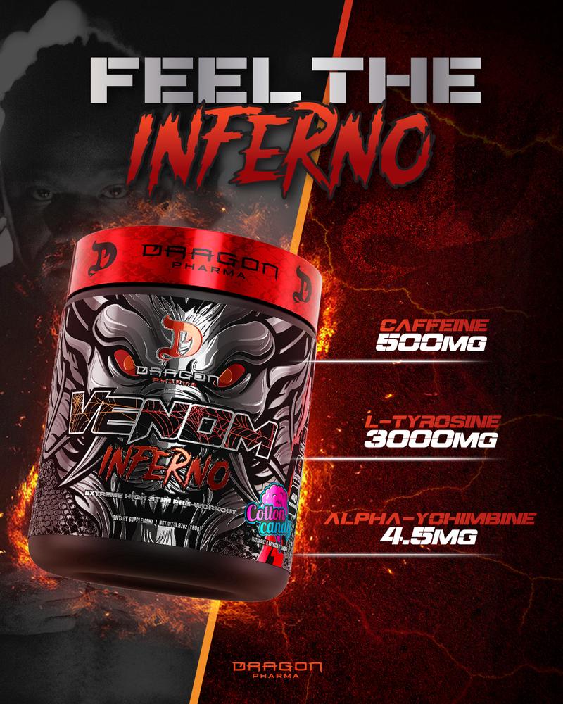 Dragon Pharma Venom Inferno Pre-Workout Fitness Supplement (40/20 Servings) Powder Healthcare Edible