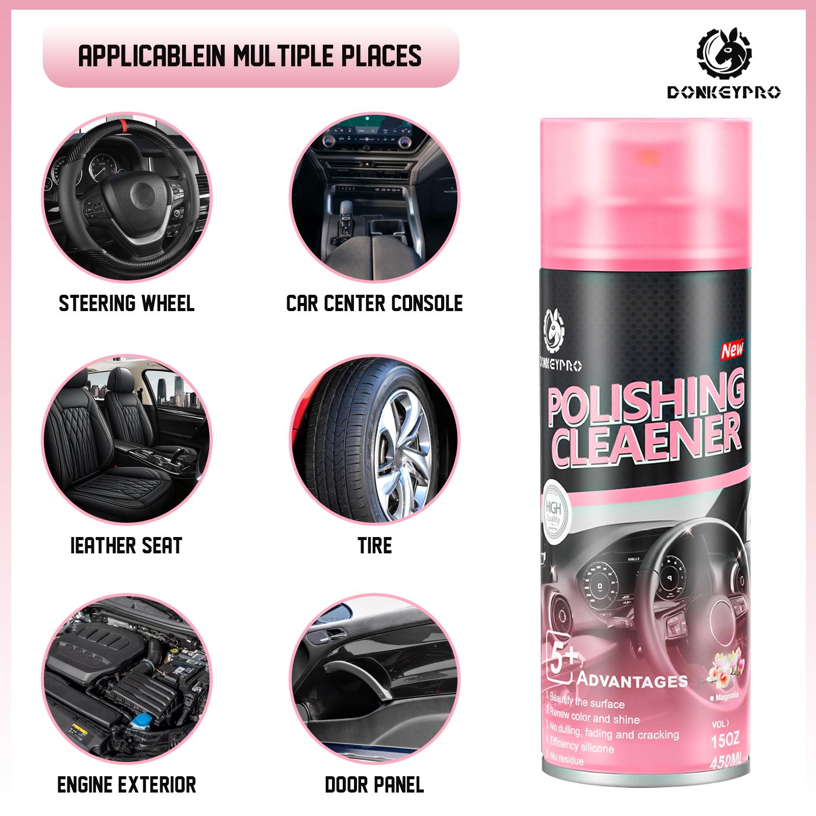 DONKEYPRO 15 oz Quick Interior Detail Cleaner Spray Bottle - Polished Coated, Anti-Aging, UV Protection Degreaser, Car Cleaning Supplies with Dashboard Leather Cleaner