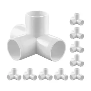 VEVOR 4-Way PVC Fittings, 1-inch PVC Pipe Joints Elbow Connector, 10-Pack Furniture Grade Pipe Corner Connectors for DIY Storage Rack, Animal Cage, Garden Support Frame, Impact & Weather-Resistant