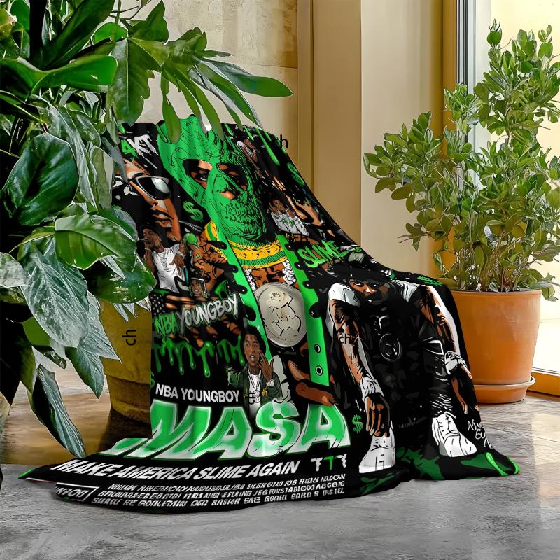 Countdown Sale!‘’YoungBoy‘’ Flannel Blanket – Ultra Soft, Warm & Lightweight All-Season Throw with Album-Inspired Graphic Design – Cozy Plush Blanket for Bed, Sofa, Office & Travel – Hip-Hop Artist Merch & Gift for Fans, Birthdays & Christmas american bla