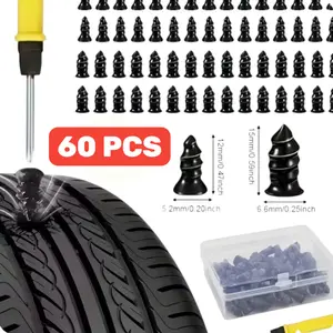 60Pcs Tire Rubber Nails Tool - Instant No-Tool Car Repair Nails with Screwdriver,Tire Plug Kit,Vacuum Rubber Screw Nail,DIY Fast Tool for Car Motorcycle Truck