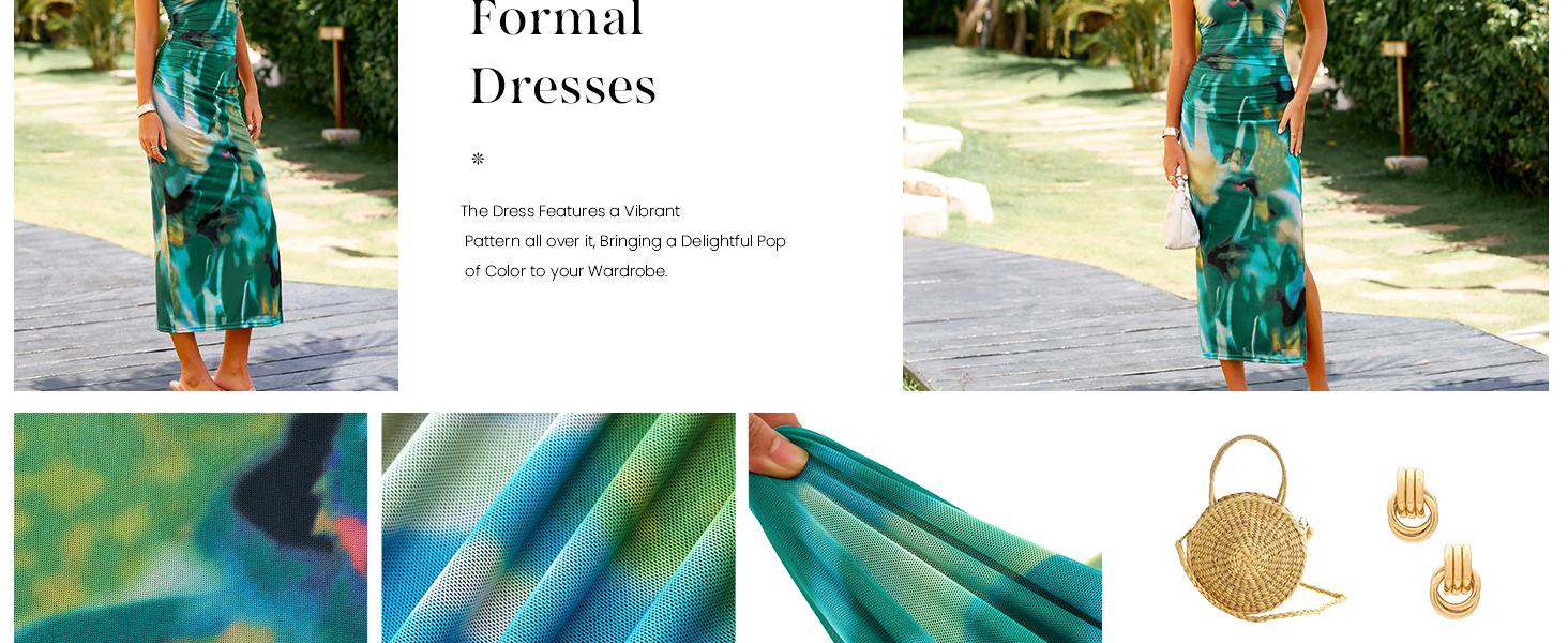 PrettyGarden Women's Summer Printed Strapless  Bodycon Maxi Dress Ruched Side Slit Floral Tube Dresses