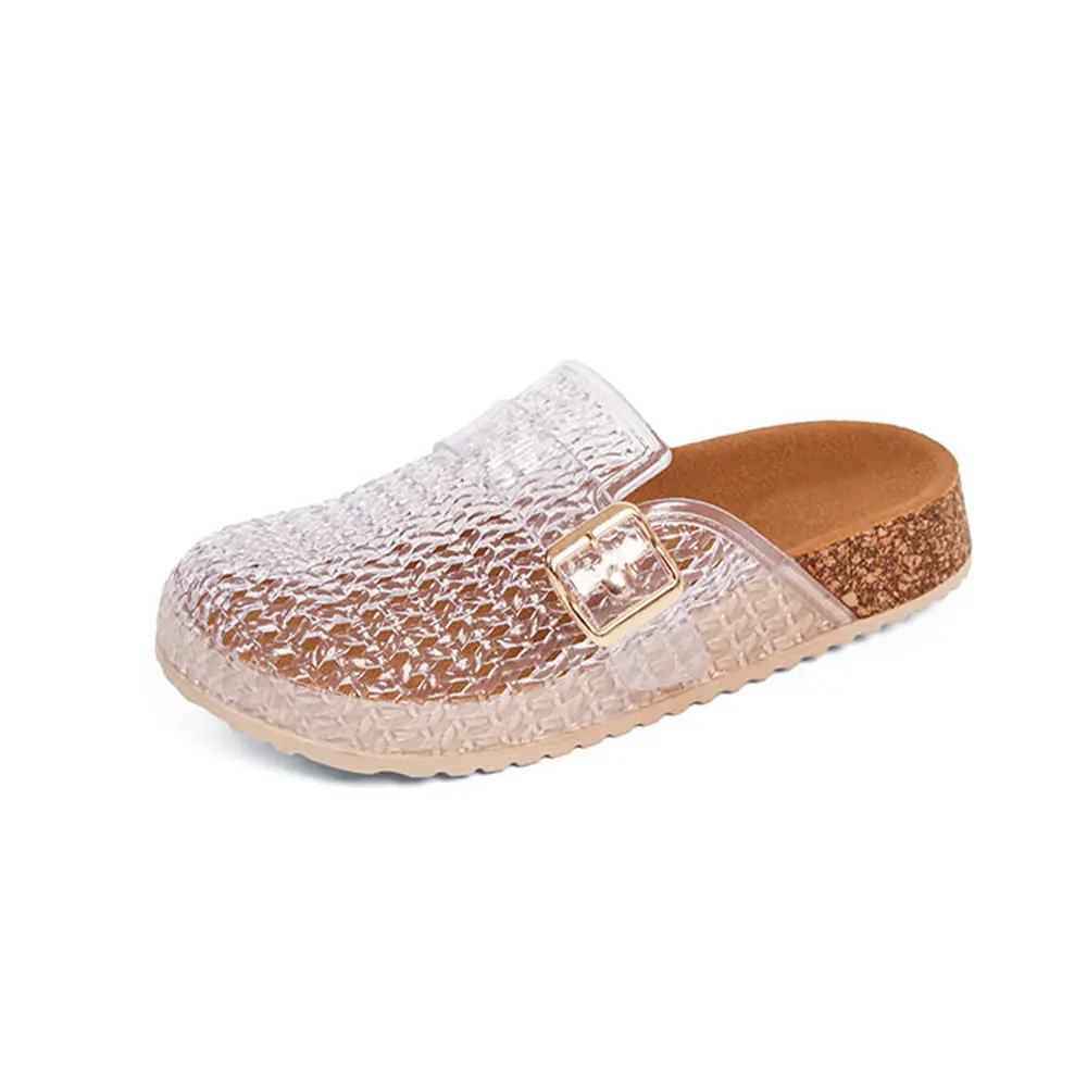 Women's Trendy Jelly Mules Slip-On Sandals Clear PVC Open Toe Vacation Summer Shoes – Runs Small Elegant Caramel