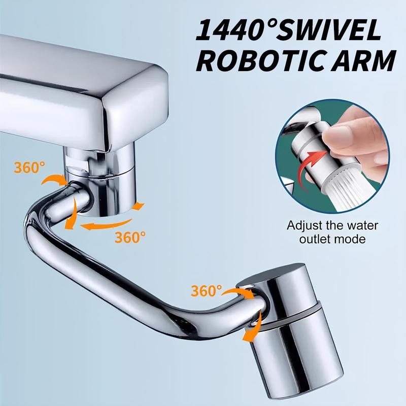 Rotatable Faucet Aerator Extension, Dual Sprayer Mode Bathroom & Kitchen Faucet Attachment, All-Angle Control, Tap Head Replacement for Smart Face Washing for Kitchen Bathroom Sink Faucets Sprayer Attachment