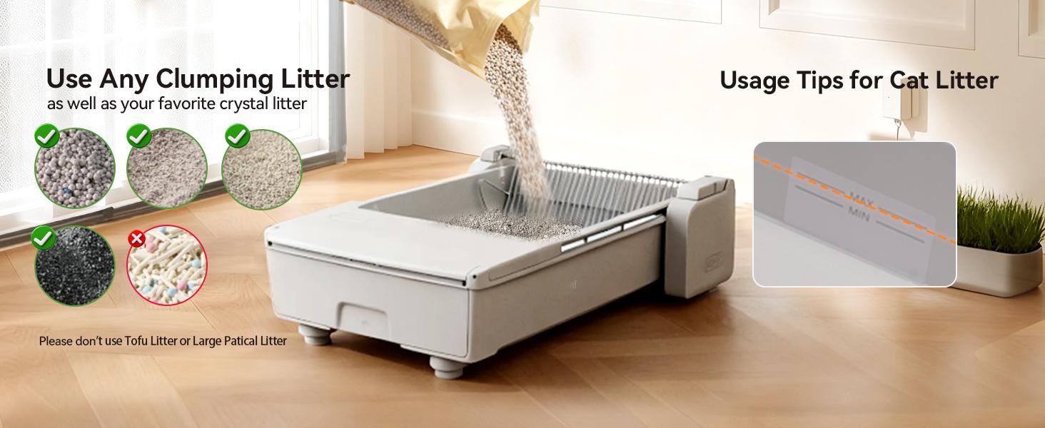 Meowant SC03 Self Cleaning Litter Box, Automatic Litter Box with App Control, Open Top Cat Litterbox for Multiple Cats, Works with Clumping Litter, Anti Pinch Safety Feature, Dual Rake, Odor Control