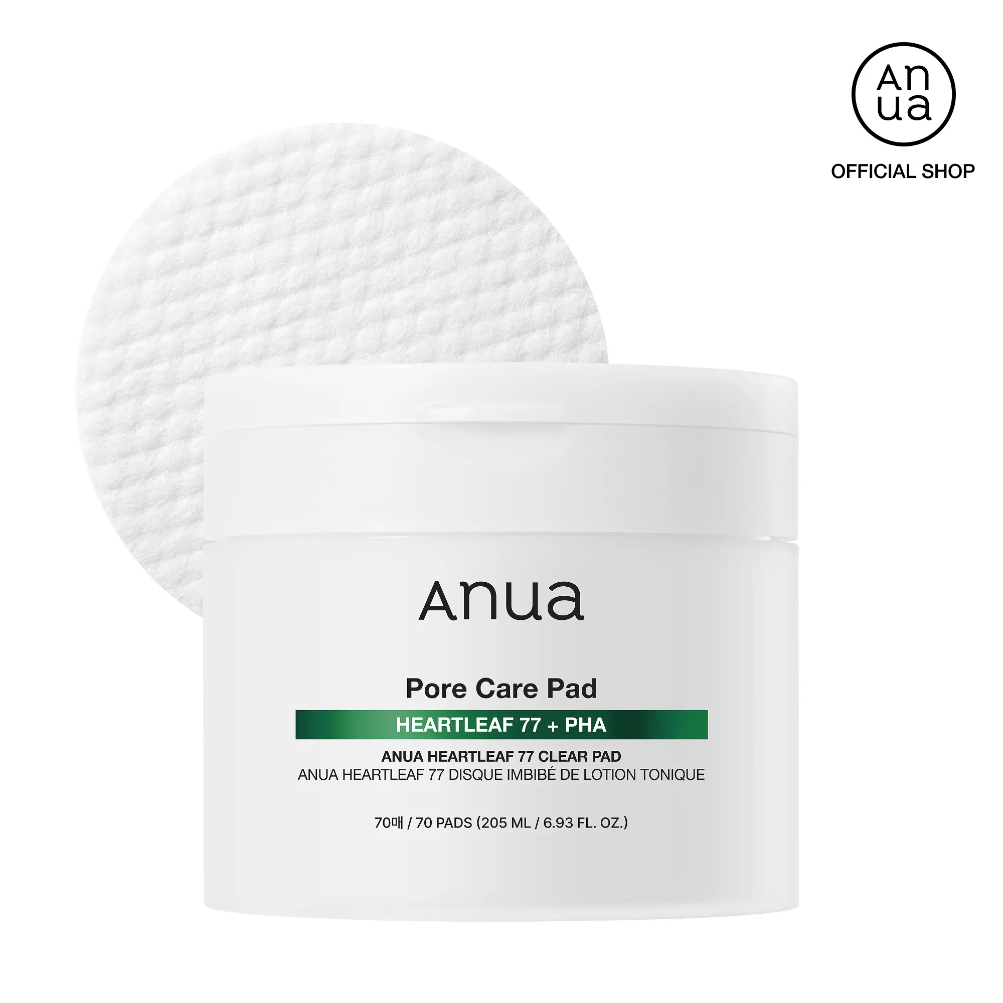 [Anua] Heartleaf 77 Toner Pad 70 Sheets with PHA 6.93 fl.oz. (205ml)｜Non-comedogenic, Mild, Korean Skincare, skincare comfort, smooth exfoliate, daily, Gentle, Soothing