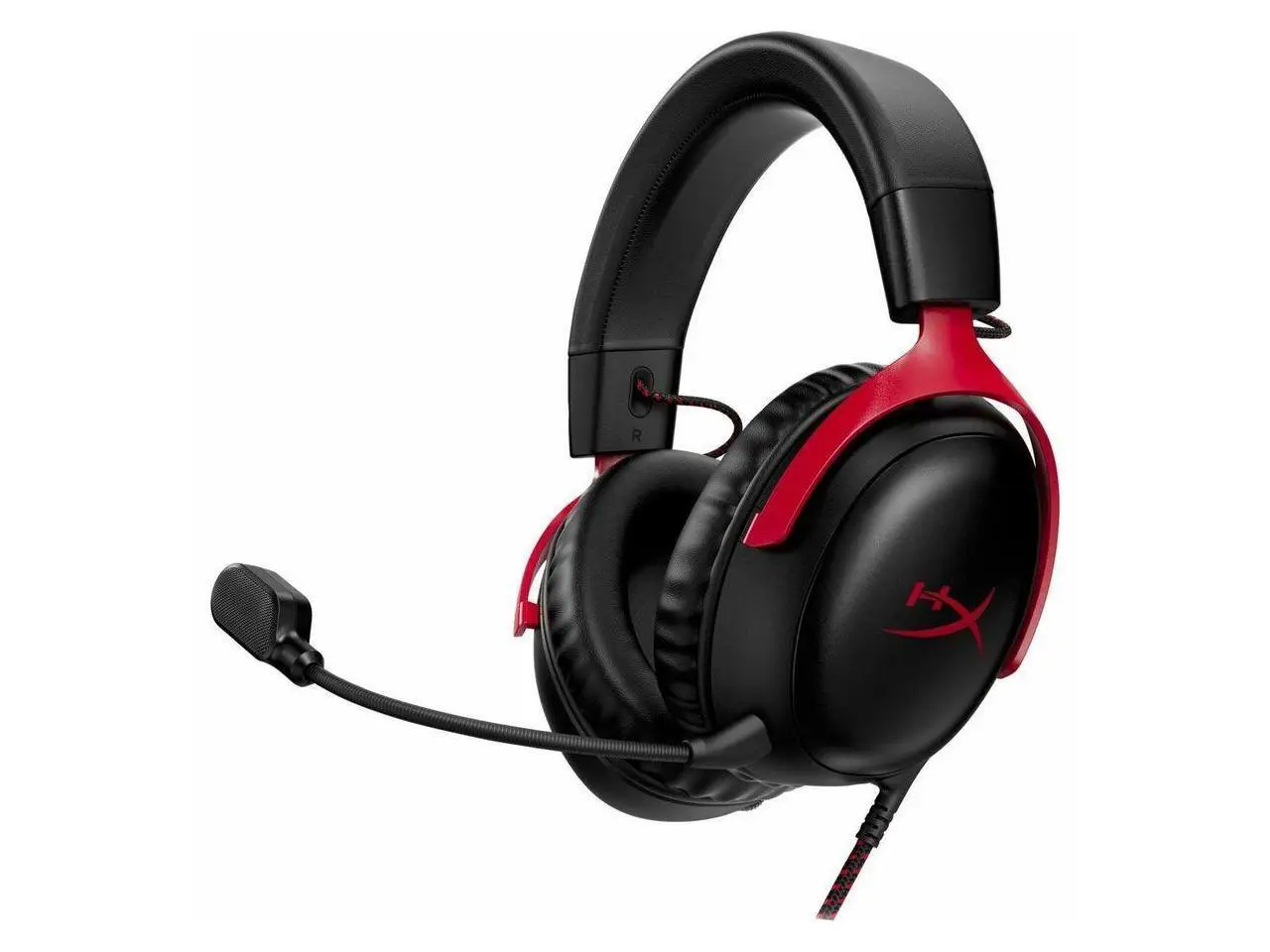 HyperX Cloud III – Wired Gaming Headset, PC, PS5, Xbox Series X|S, Angled 53mm Drivers, DTS Spatial Audio, Memory Foam, Durable Frame, Ultra-Clear 10mm Mic, USB-C, USB-A, 3.5mm – Black/Red