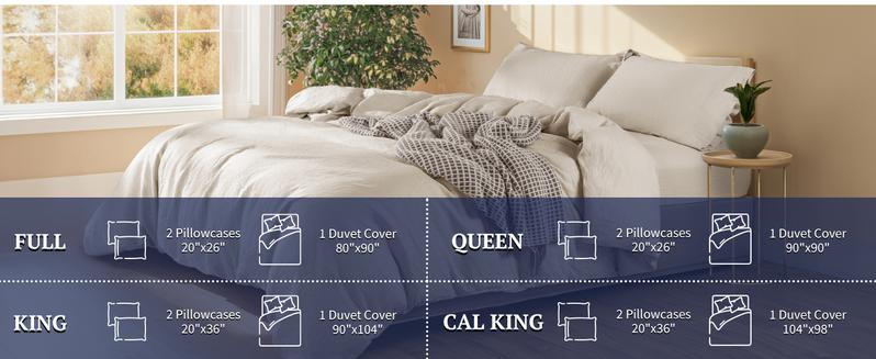 Shilucheng 3 Piece Luxury Pure Natural French Linen Duvet Cover Set with Zipper Closure & Corner Ties Cooling Breathable Soft Bedding Farmhouse Bed Cover Set
