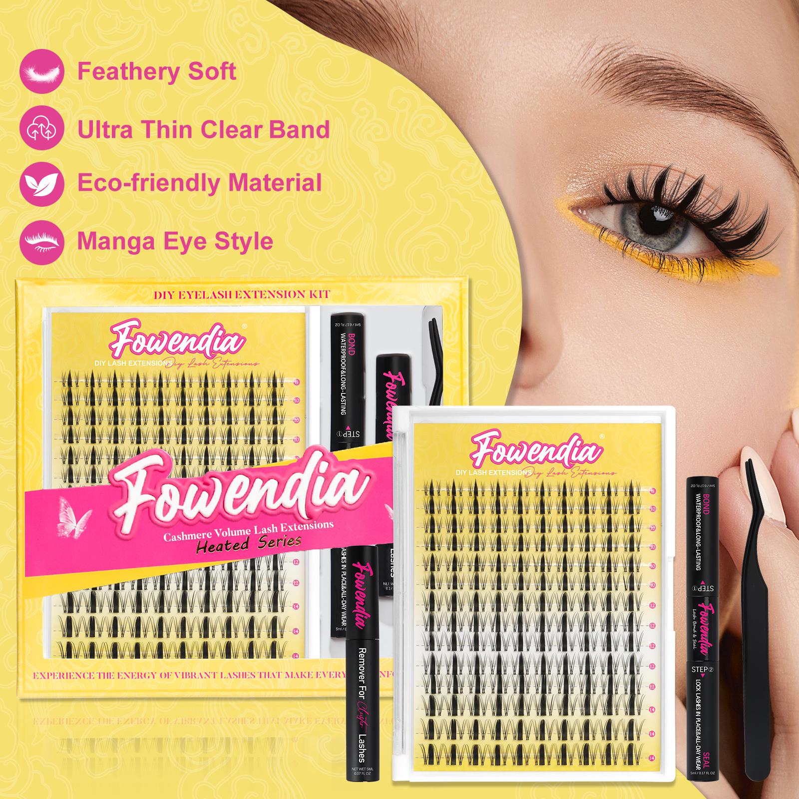 Fowendia Short Manga Lashes, California Sunset Short, Wanna Be Short | Cluster C/D Curl  Extension Kit | 8-14mm Lash Clusters with Bond, Seal, Remover - Ultra-Thin Transparent Bands |  Magic Anime False Eyelash Extension Kit dealsforyoudays
