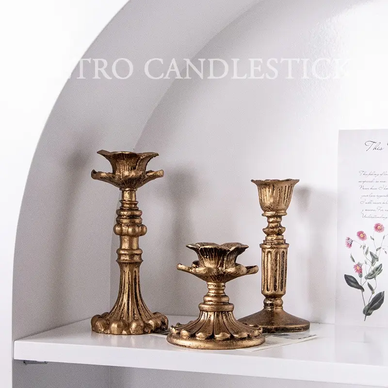 3 Piece Gothic Candle Holder Set, French Vintage Antique Candle Holders, Candlestick Holders, Minimalist Decor for Weddings, Halloween & Holiday Home Decoration, Decoration Items