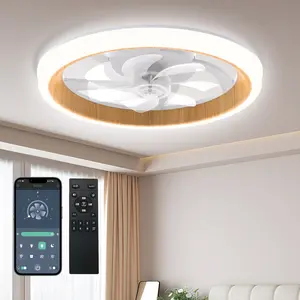 DEMILARE Low Profile Ceiling Fan with Light and Remote, Dimmable LED Flush Mount Ceiling Fan Light, 6-Speed Quiet Motor, 3 Color Lighting Modes, Timer Function, Modern Fandelier with Multiple Styles for Bedroom, Kitchen, Living Room, SpringGlowUp