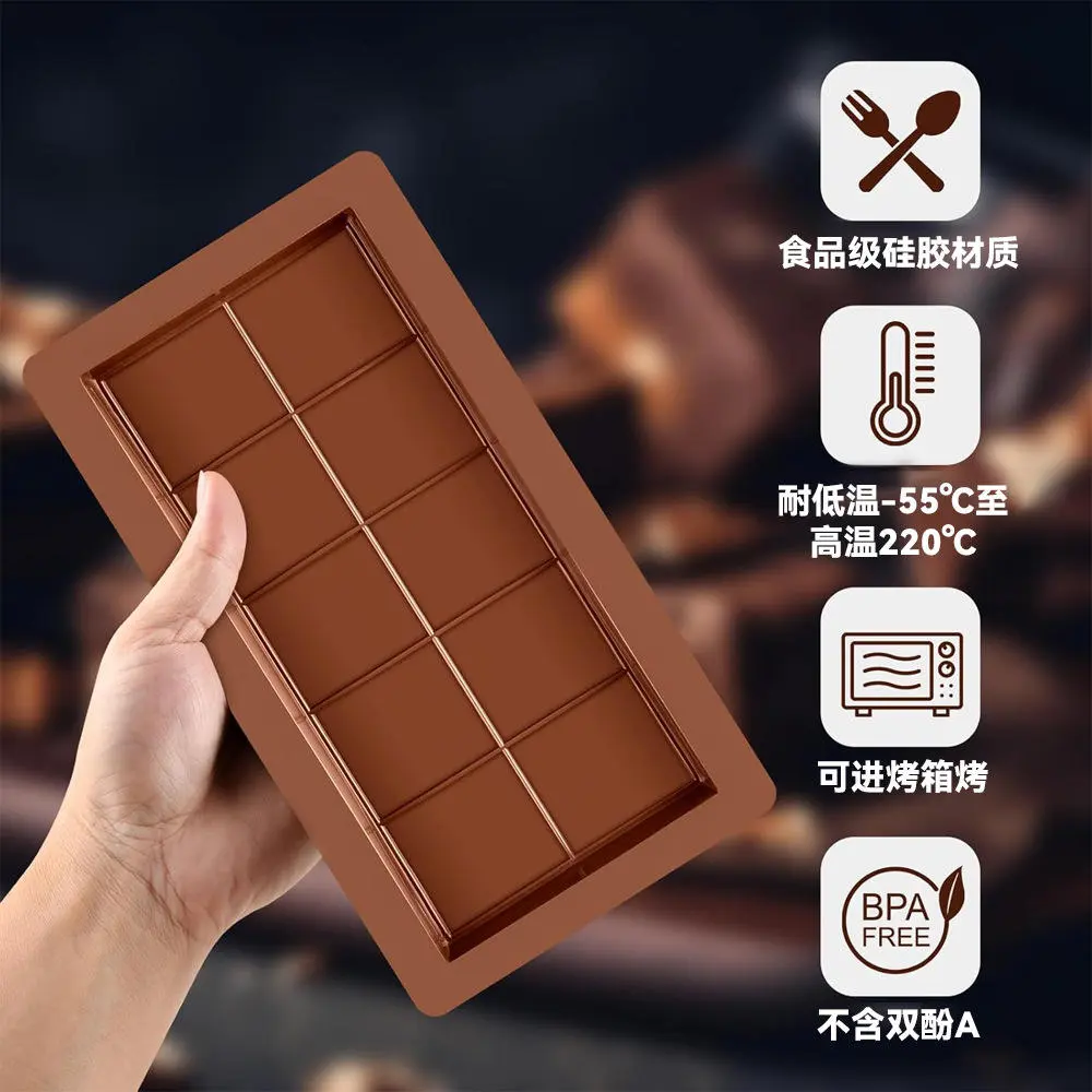 Premium Silicone Chocolate Bar Mold with Extra Deep Grids - 8x4.7x1 in Large Durable Baking Supply, Flexible, Food-Safe, BPA-Free, Heat & Cold Resistant, Easy-to-Clean Silicone Molds for Fillings, Specialty Kitchen Utensil