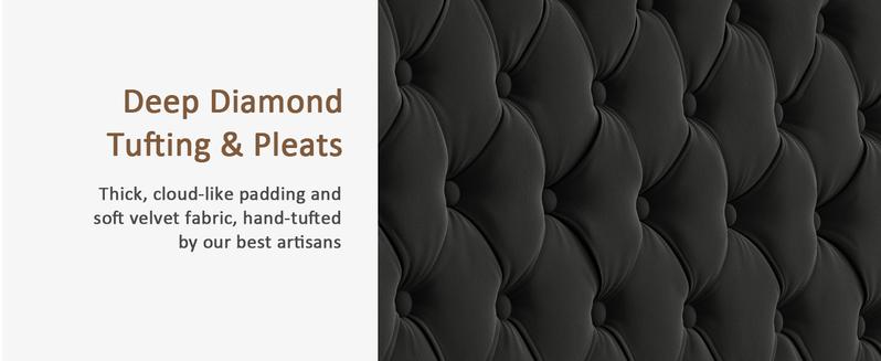 AMERLIFE 61.4" Tall Bed Frame, Modern Upholstered Bed, Wingback Headboard, Velvet Tufted Handcrafted Pleat Deep Button/Comfort Luxury Design/Interior Wood Slats/No Box Spring Needed, Queen/King Size/Best Gift Ideas/Christmas Gifts