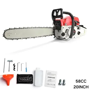 1 Set Gas Chain Saw High Power Multifunction 58 Cubic Centimeter Rust Resistant Wood Chainsaw for Wood Cutting