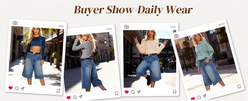 EMMIOL Baggy Jorts for Women Wide Leg Denim Shorts Y2k Mid Rise Bermuda Streetwear Boyfriend Jean Shorts with Pockets